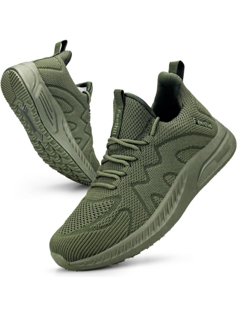 Women's Army Green Mesh Lightweight Slip on Sneakers for Travel Athletic Shoes